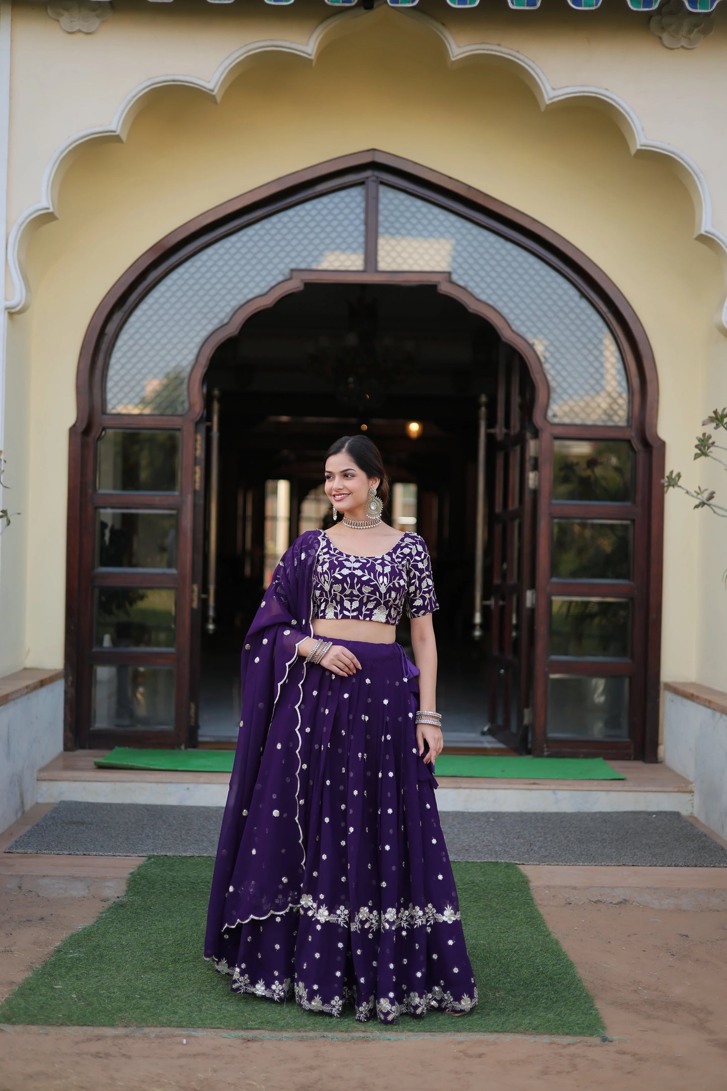 Sequins Embroidered Faux Georgette Lehenga Choli