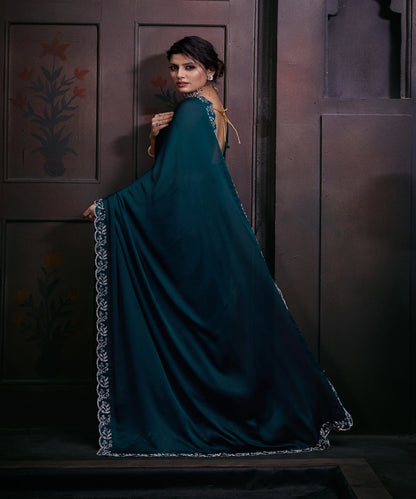 Designer Party Wear Chiffon Handwork Saree