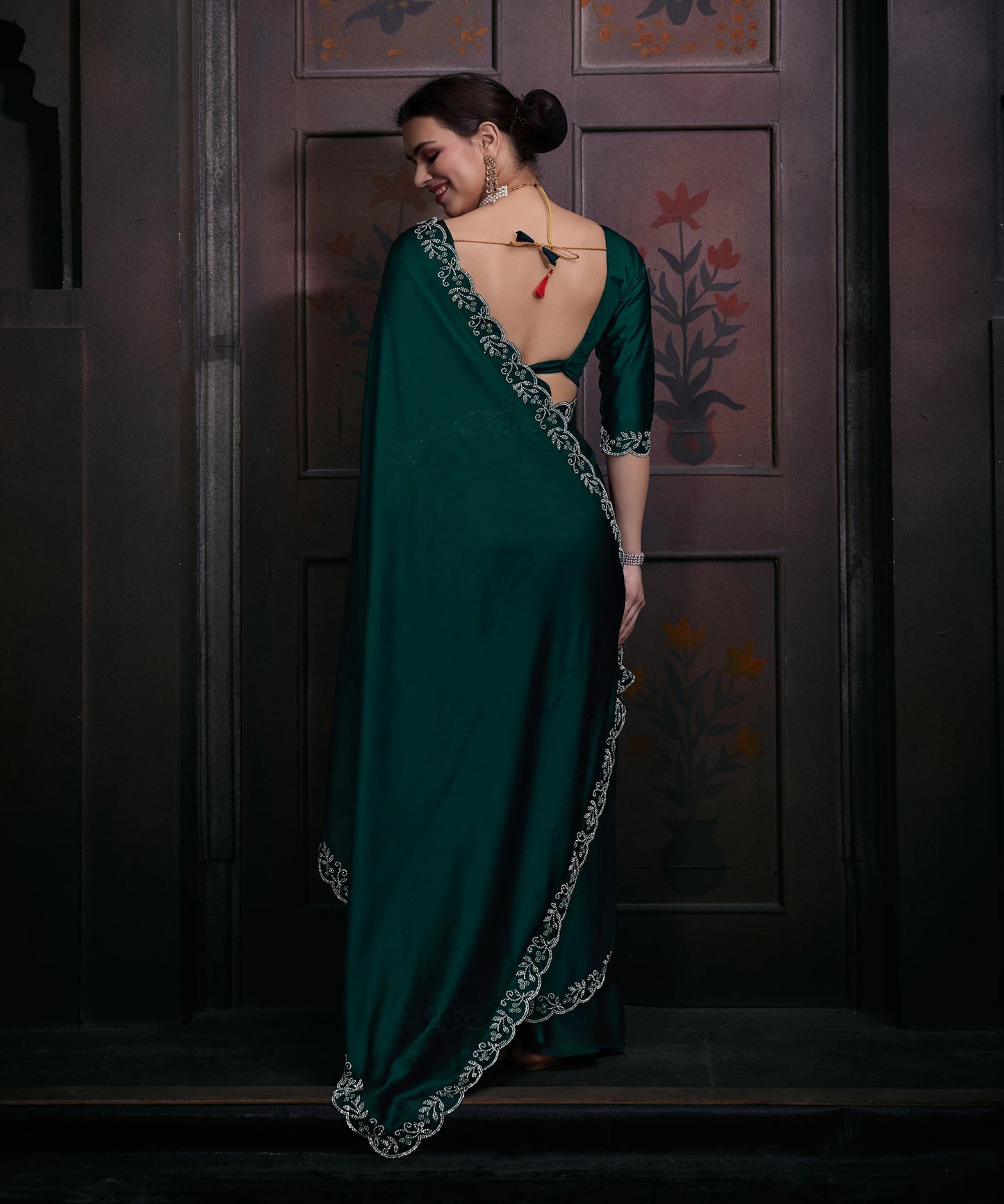 Designer Party Wear Chiffon Handwork Saree