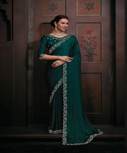 Designer Party Wear Chiffon Handwork Saree