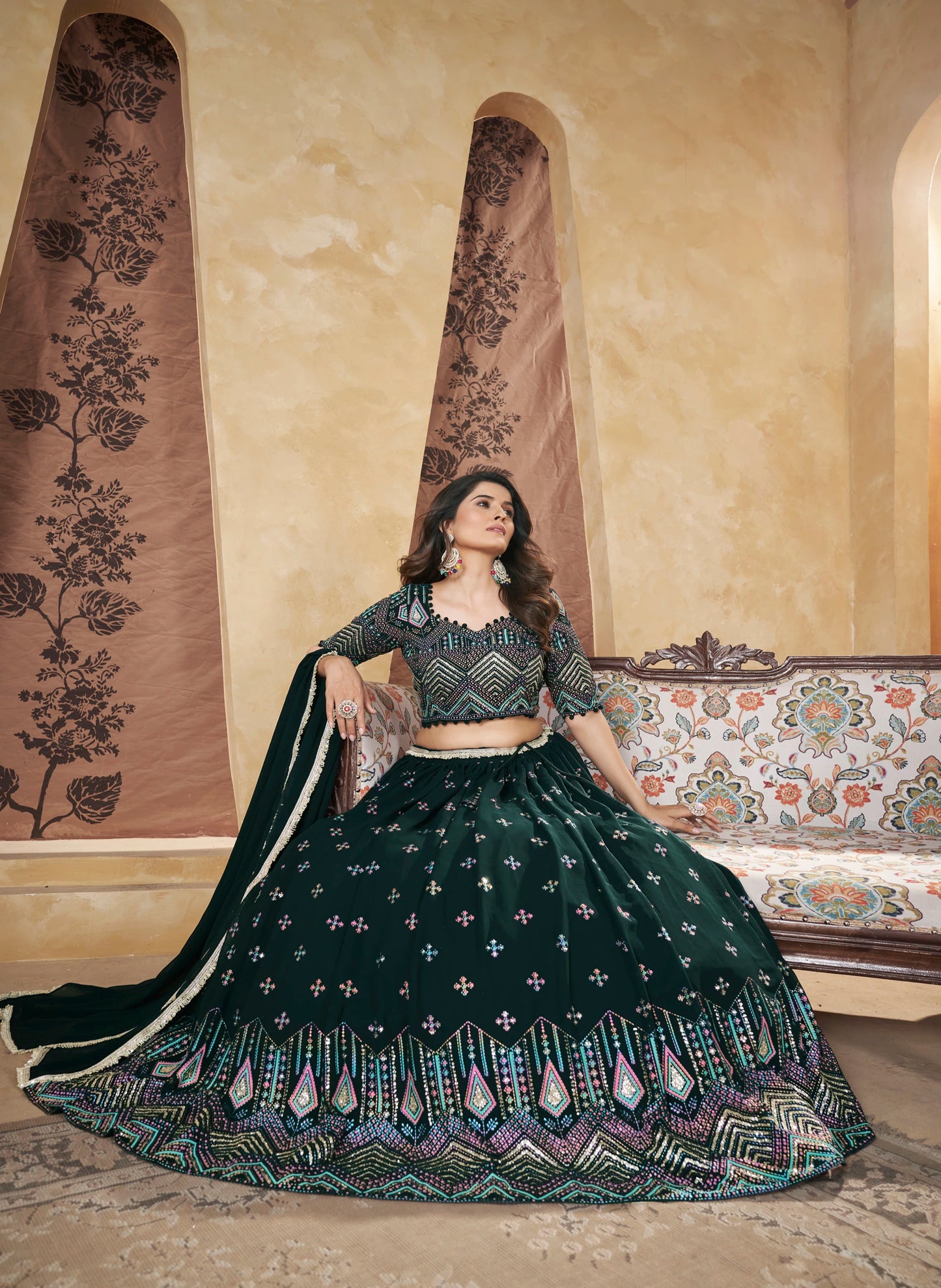 Foil Print Georgette Designer Lehenga Choli