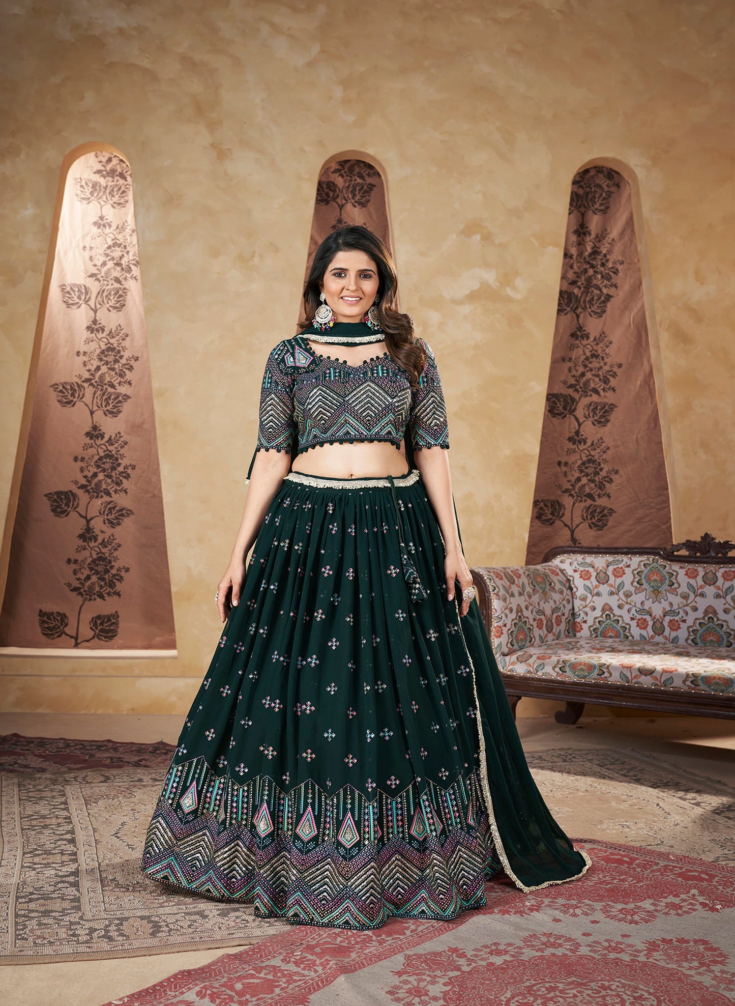 Foil Print Georgette Designer Lehenga Choli