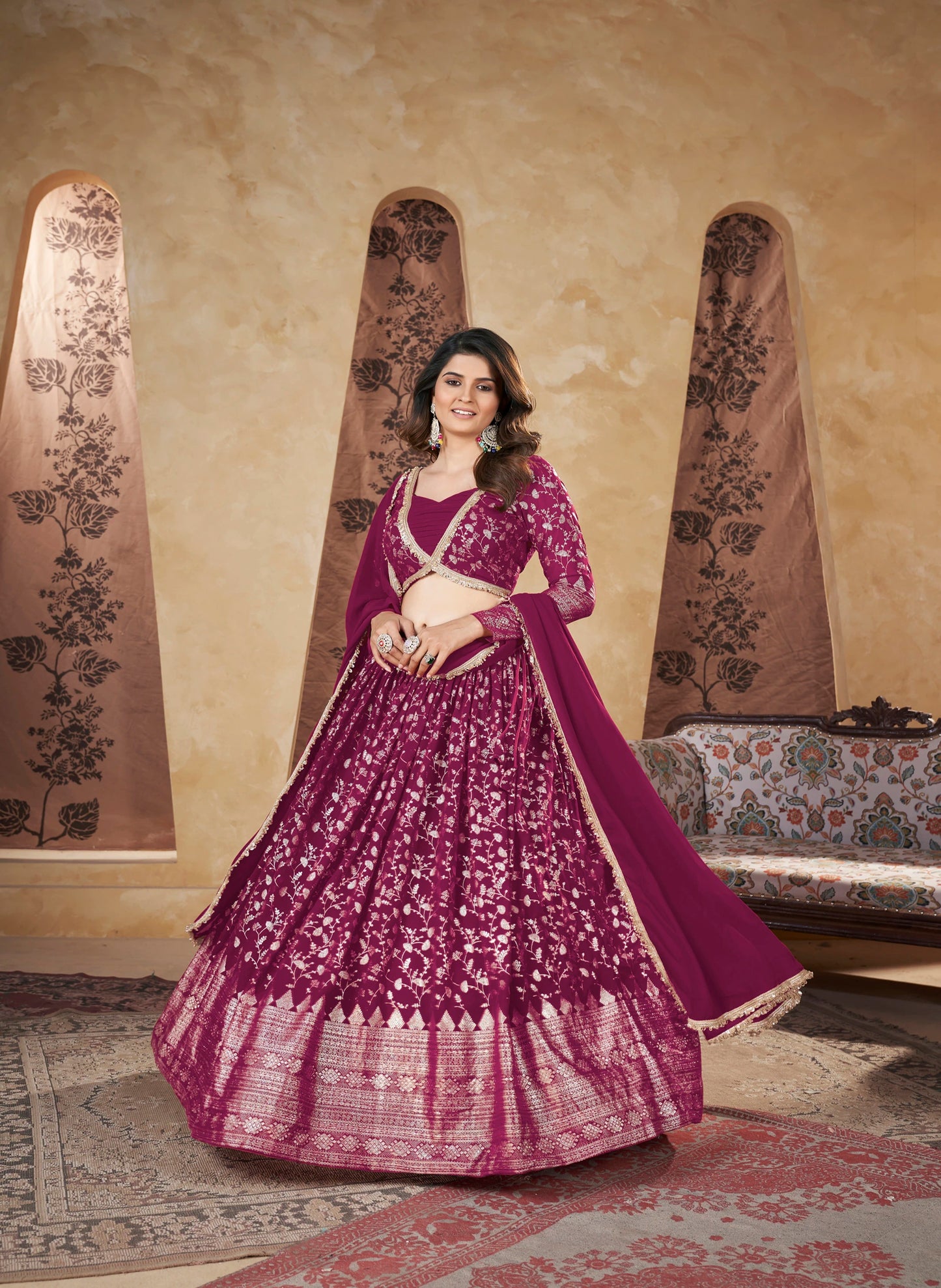 Foil Print Georgette Designer Lehenga Choli