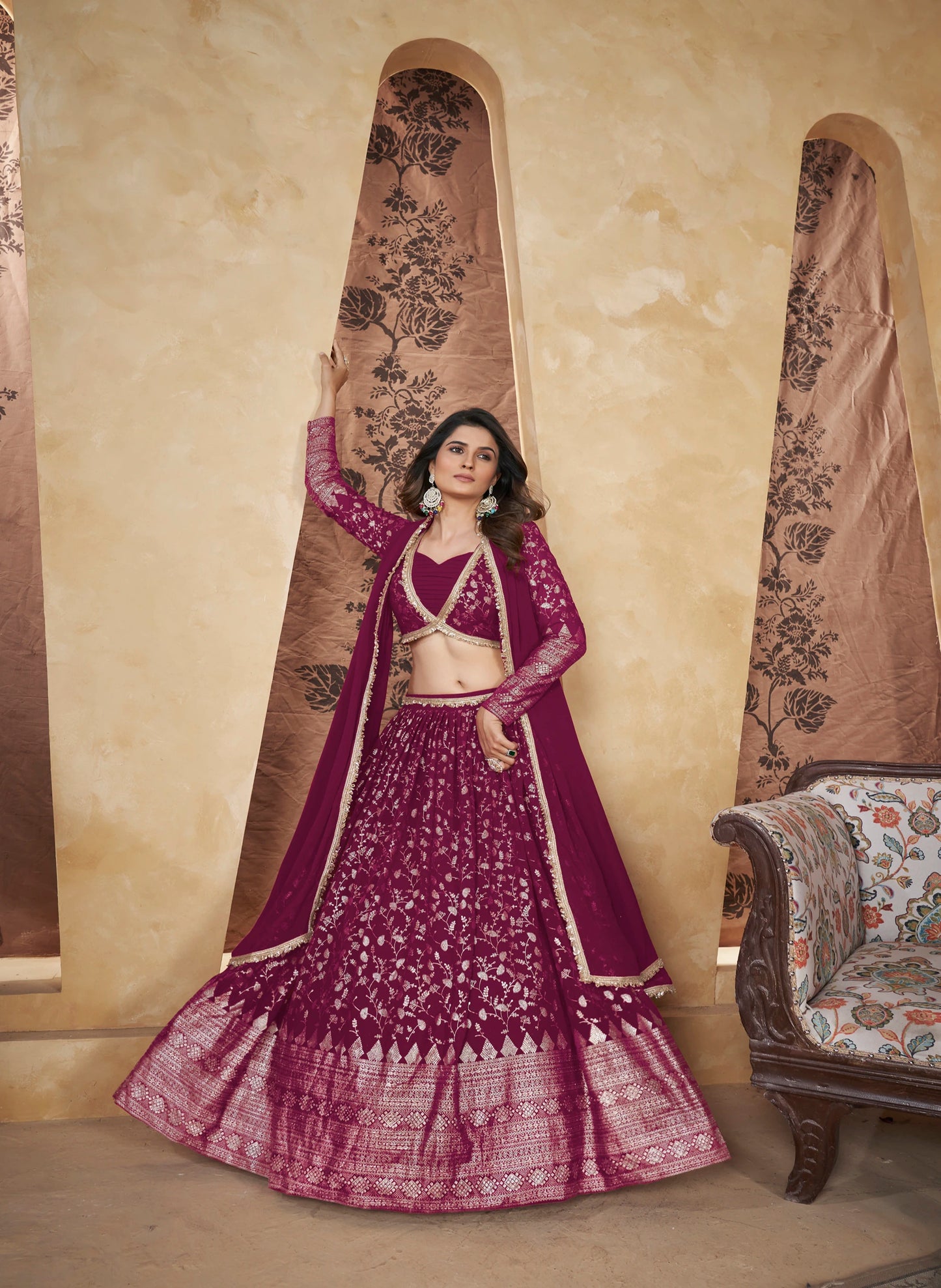 Foil Print Georgette Designer Lehenga Choli