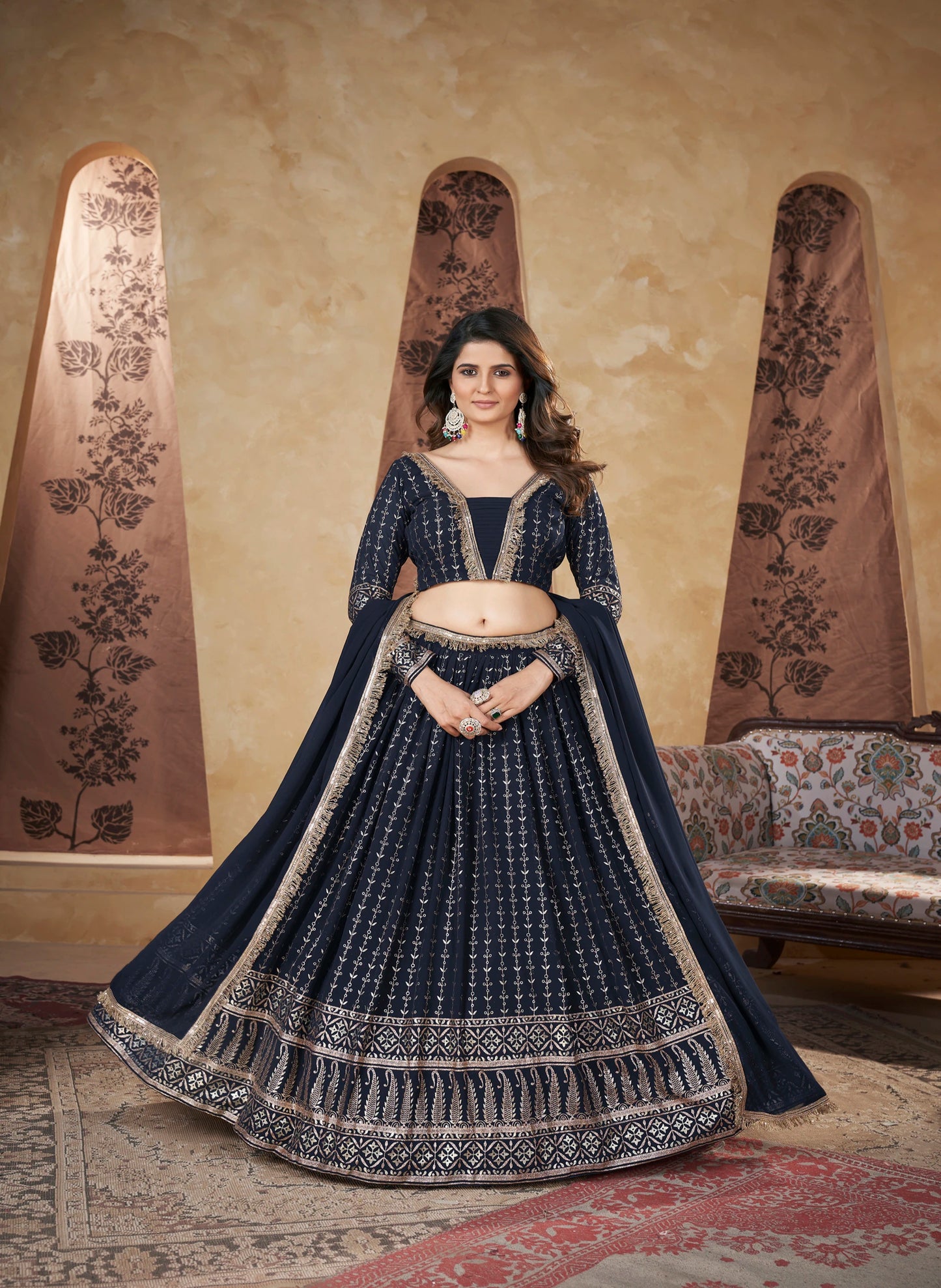 Foil Print Georgette Designer Lehenga Choli