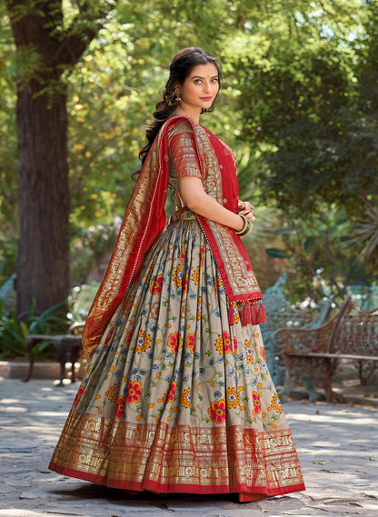 Kalamkari Printed Tussar Silk Traditional Lehenga Choli