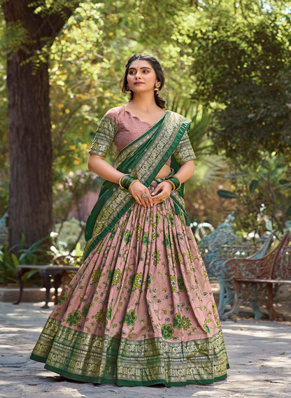 Kalamkari Printed Tussar Silk Traditional Lehenga Choli