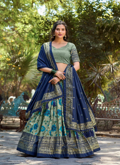 Kalamkari Printed Tussar Silk Traditional Lehenga Choli