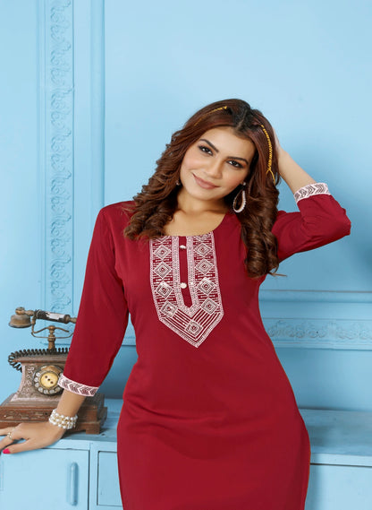 Embroidered Straight Women Kurta Pant Set