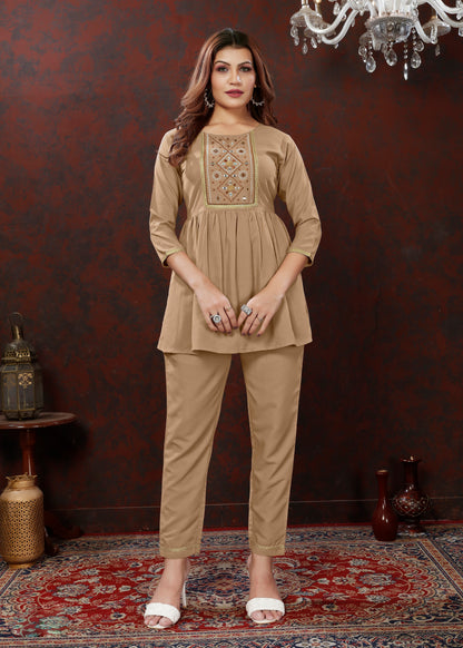 Maaza Cotton Casual Wear Embroidery Work Coord Set