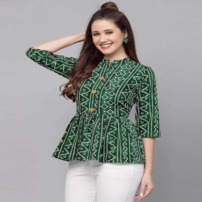 Bandhani Printed Short Kurti for Women