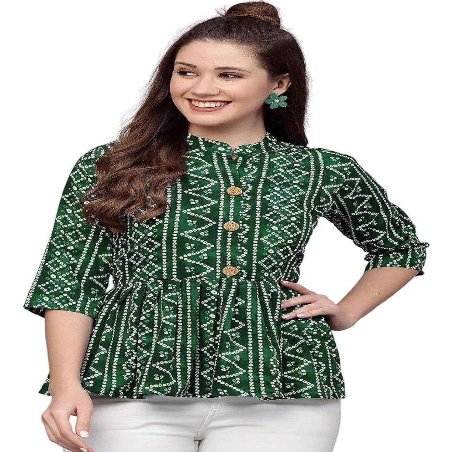 Bandhani Printed Short Kurti for Women