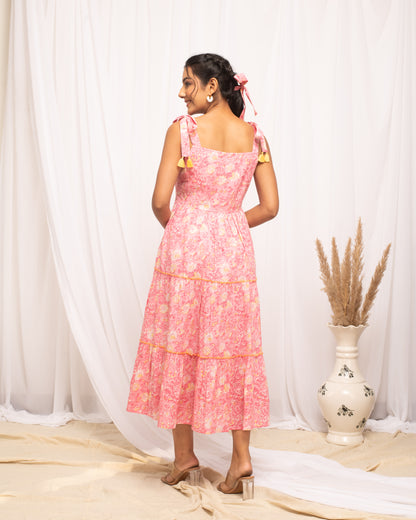 Peach ready to wear  printed  Maxi Dress