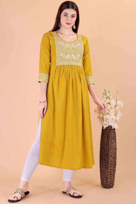 Embroidered Designer Readymade Viscose Rayon Kurti