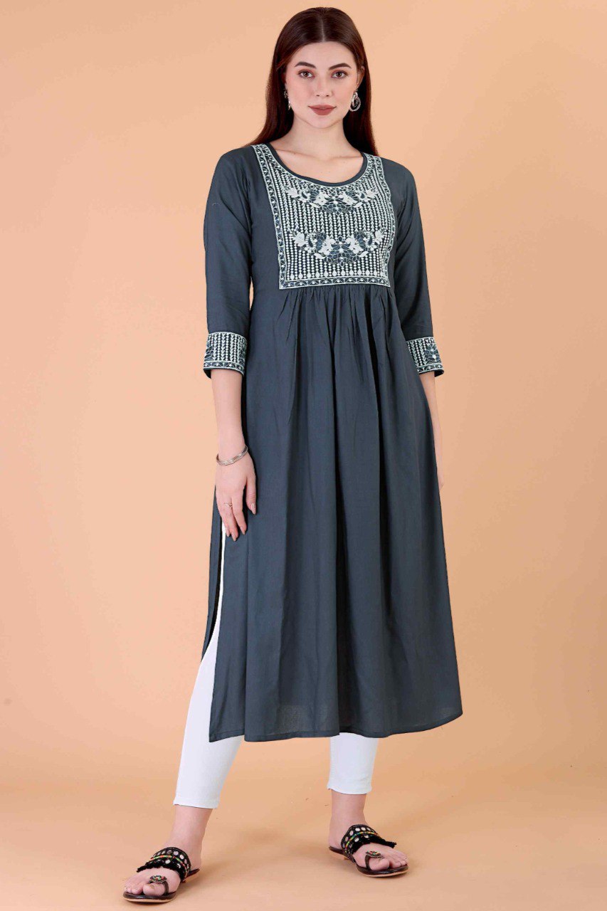 Embroidered Designer Readymade Viscose Rayon Kurti