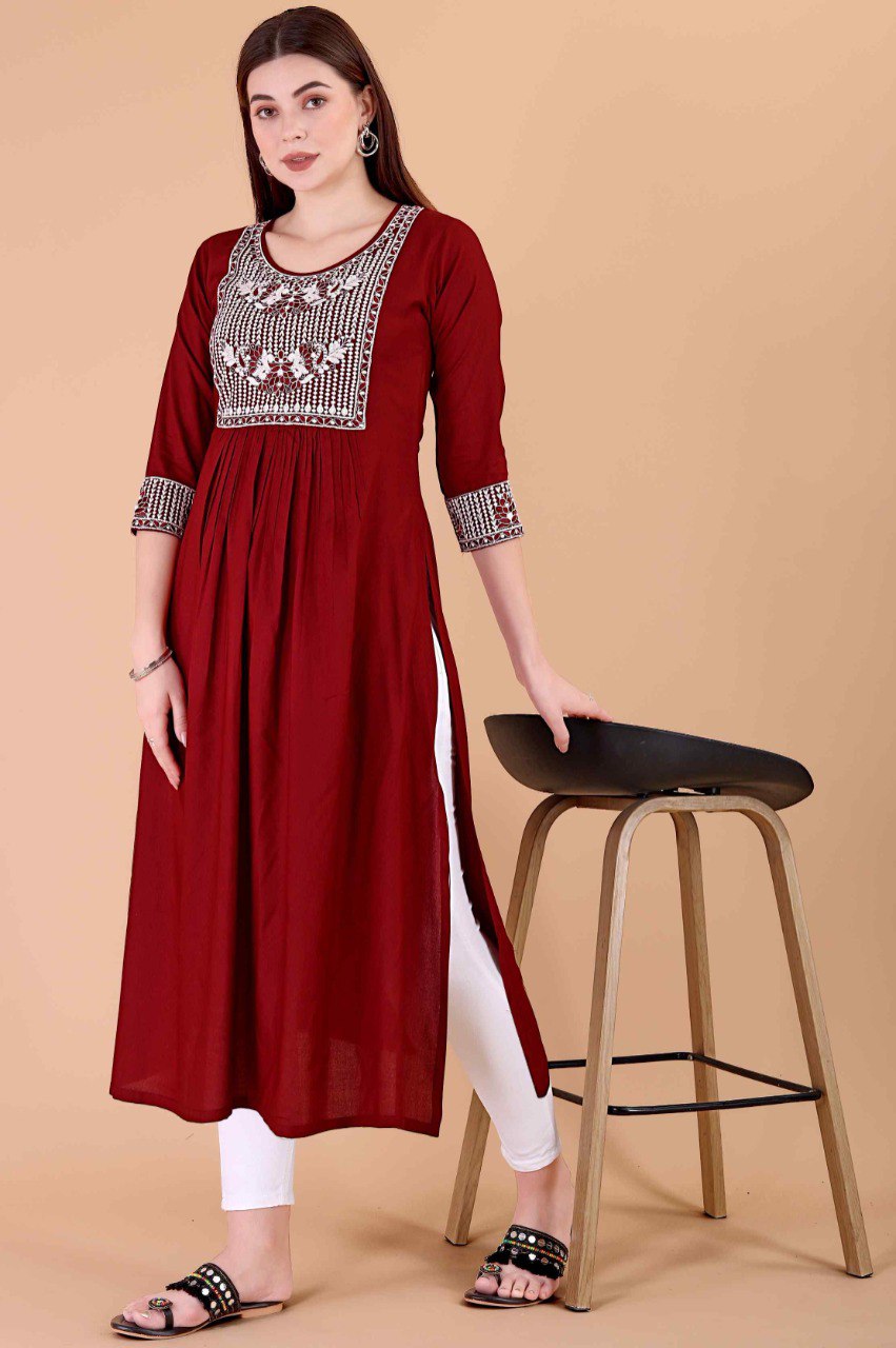 Embroidered Designer Readymade Viscose Rayon Kurti