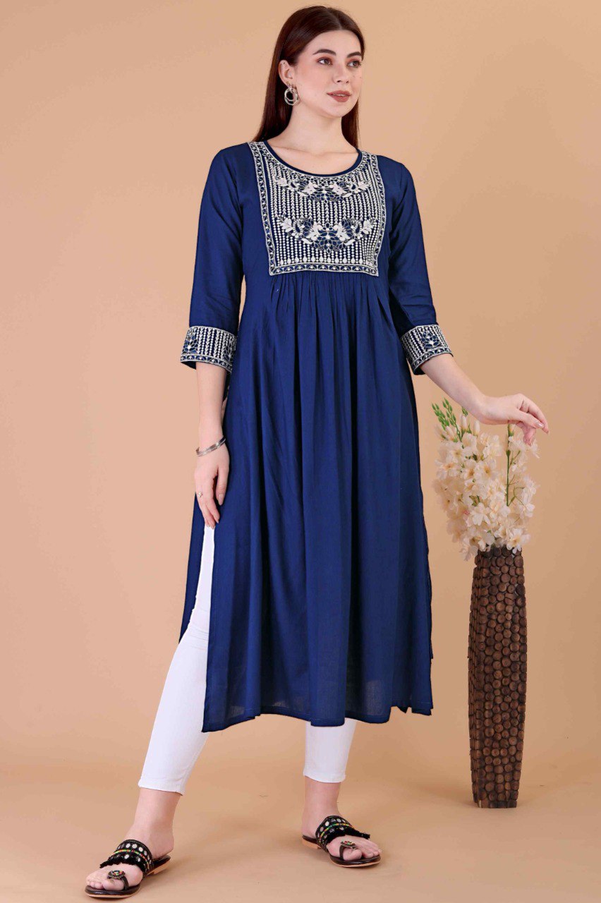 Embroidered Designer Readymade Viscose Rayon Kurti