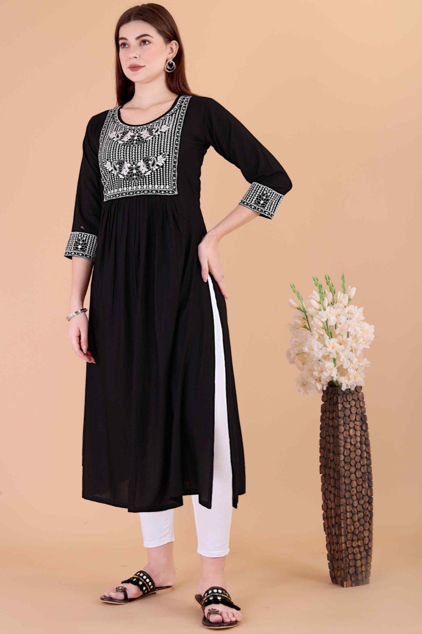 Embroidered Designer Readymade Viscose Rayon Kurti