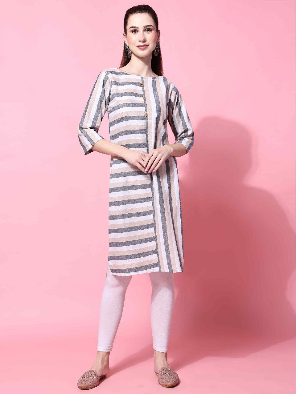 Designer Strip Printed Readymade Kurti