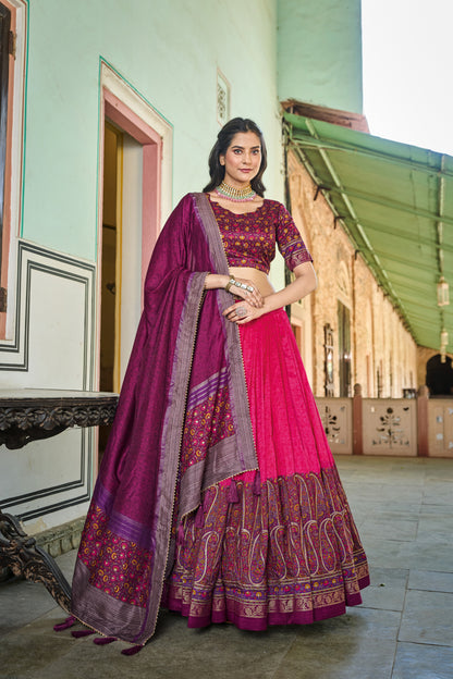 Kashmiri Print with foil print designer Pink lehenga choli