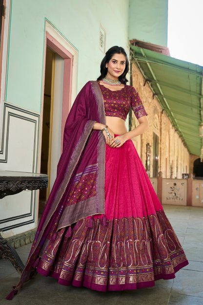 Kashmiri Print with foil print designer Pink lehenga choli