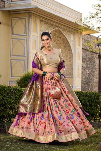 Paithani Lehenga Choli With Zari Weaving Work On Border