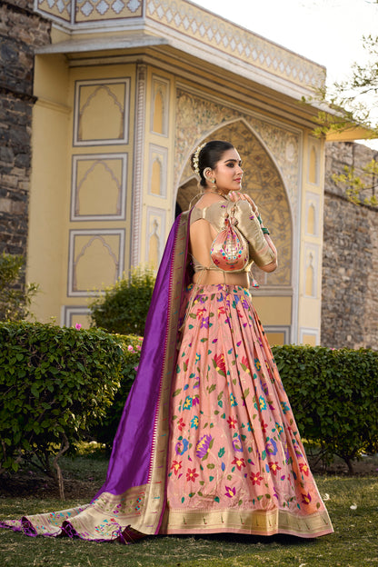 Paithani Lehenga Choli With Zari Weaving Work On Border