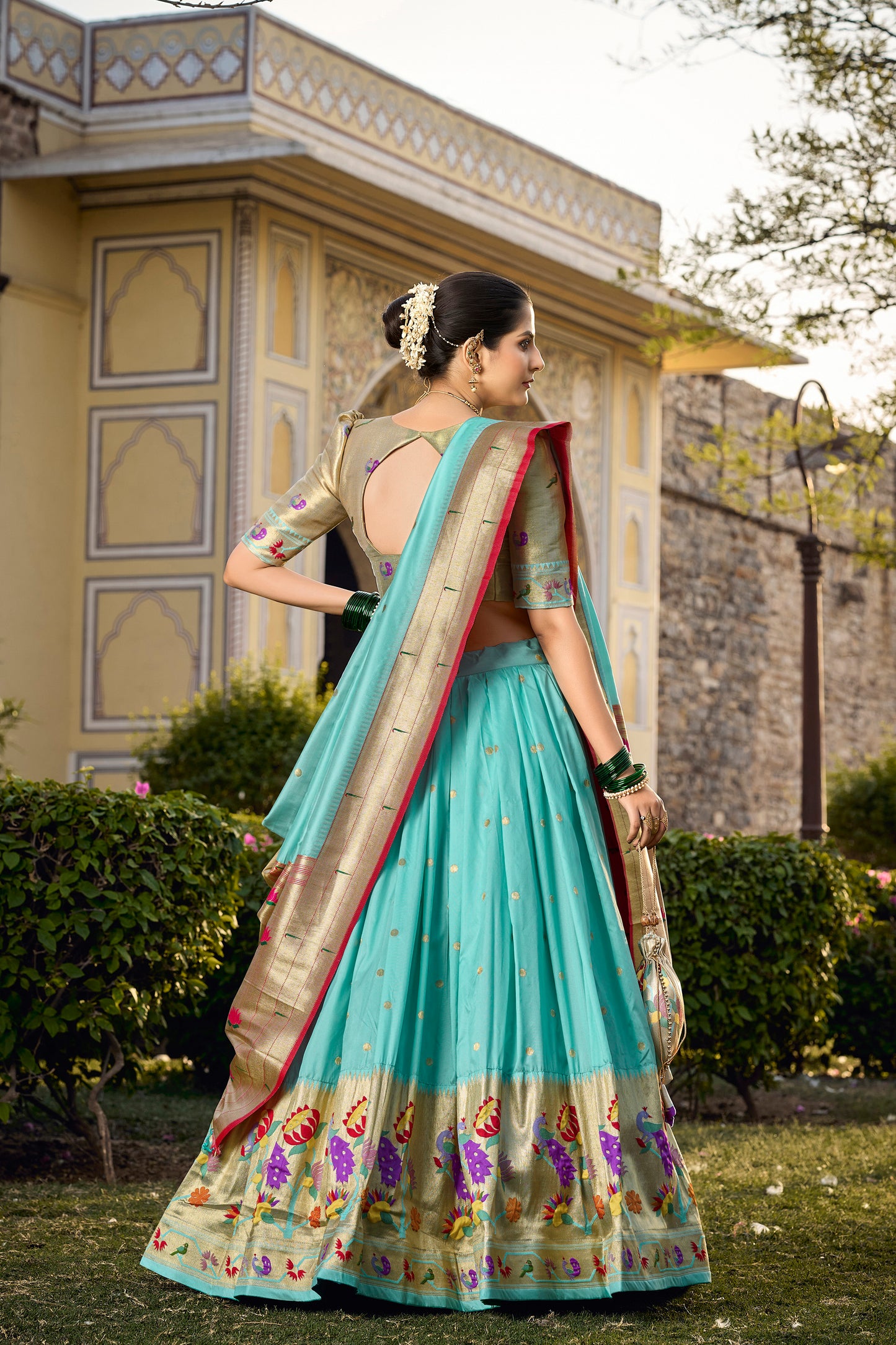 Paithani Lehenga Choli With Zari Weaving Work On Border