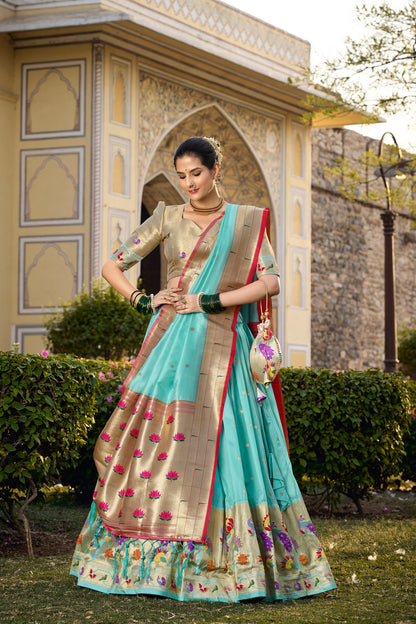 Paithani Lehenga Choli With Zari Weaving Work On Border