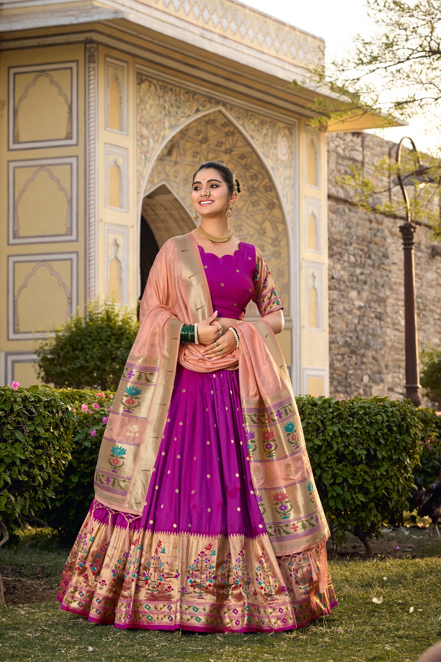 Paithani Lehenga Choli With Zari Weaving Work On Border