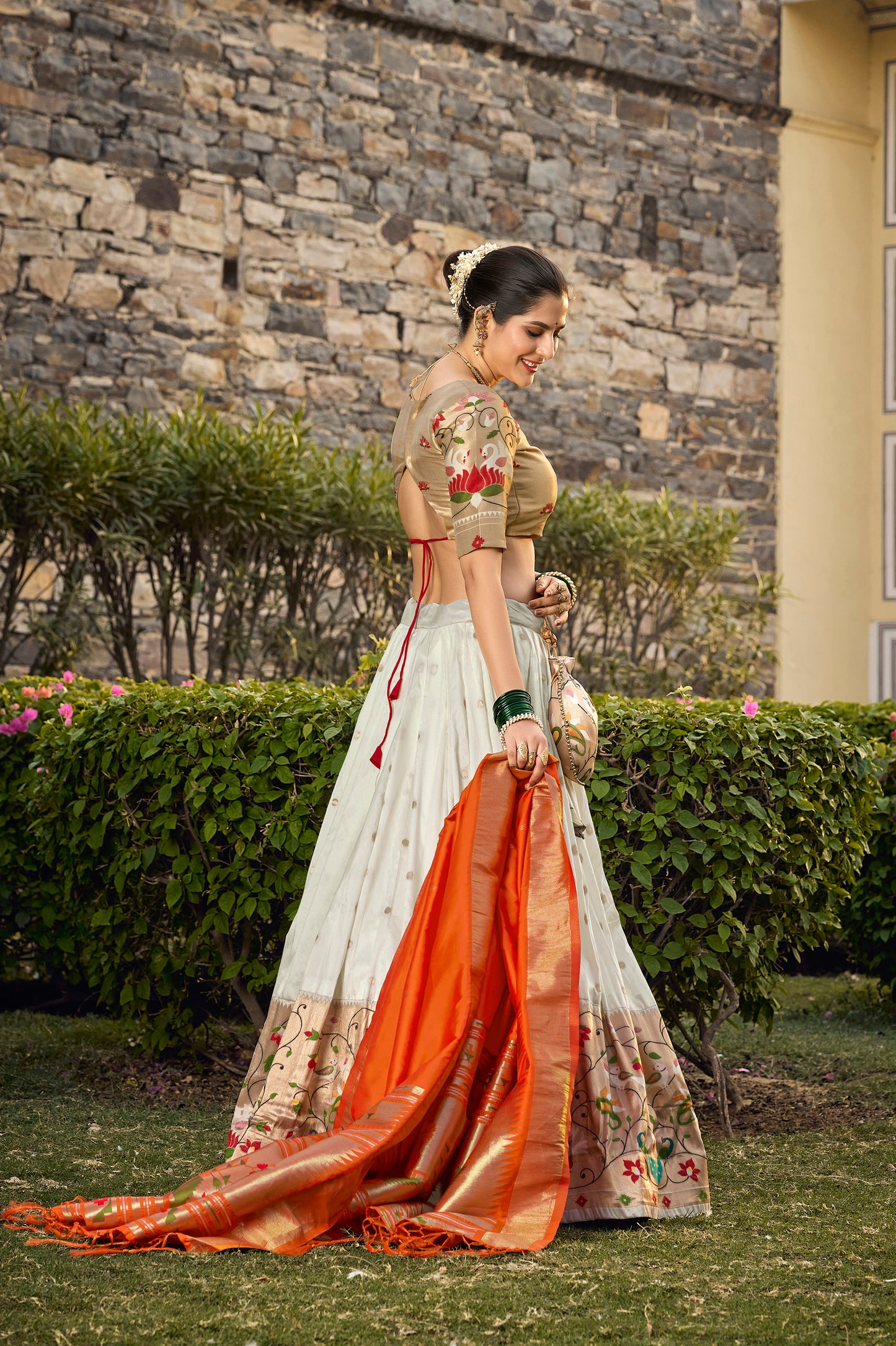 Paithani Lehenga Choli With Zari Weaving Work On Border