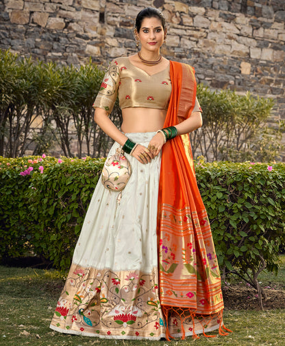 Paithani Lehenga Choli With Zari Weaving Work On Border