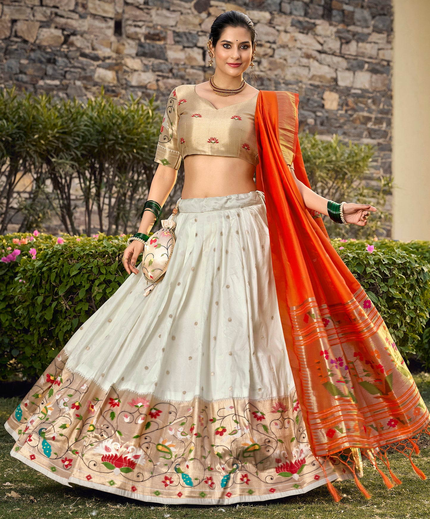 Paithani Lehenga Choli With Zari Weaving Work On Border