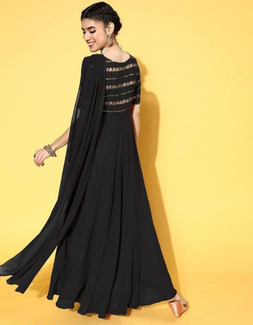 Unique Designer Faux Georgette Embroidery Gown