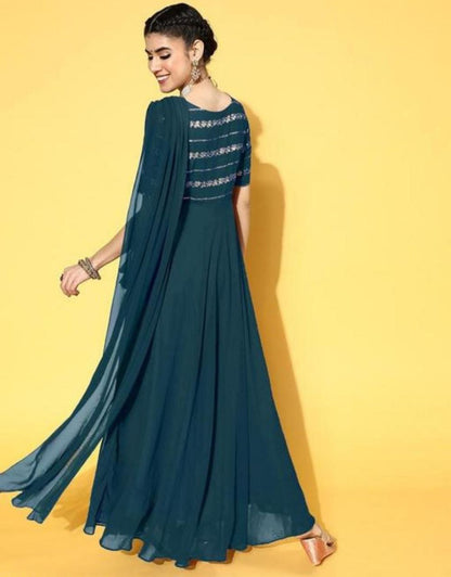 Unique Designer Faux Georgette Embroidery Gown