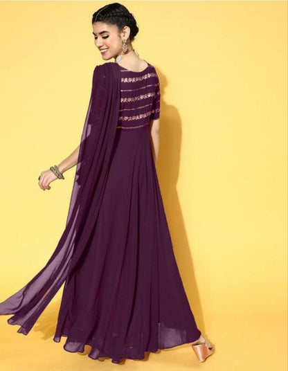 Unique Designer Faux Georgette Embroidery Gown