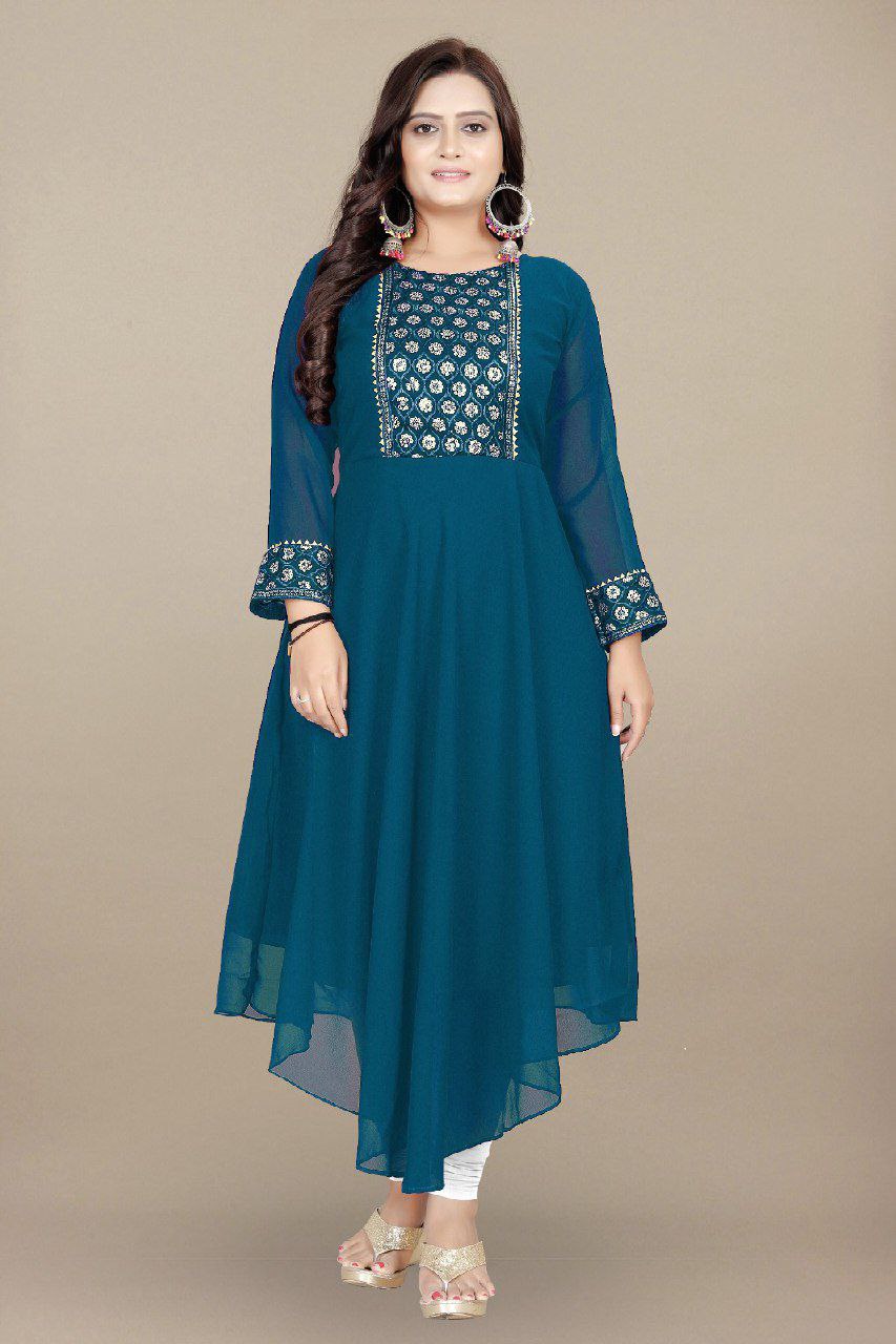 Embroidery Designer Cotton Kurti Collection