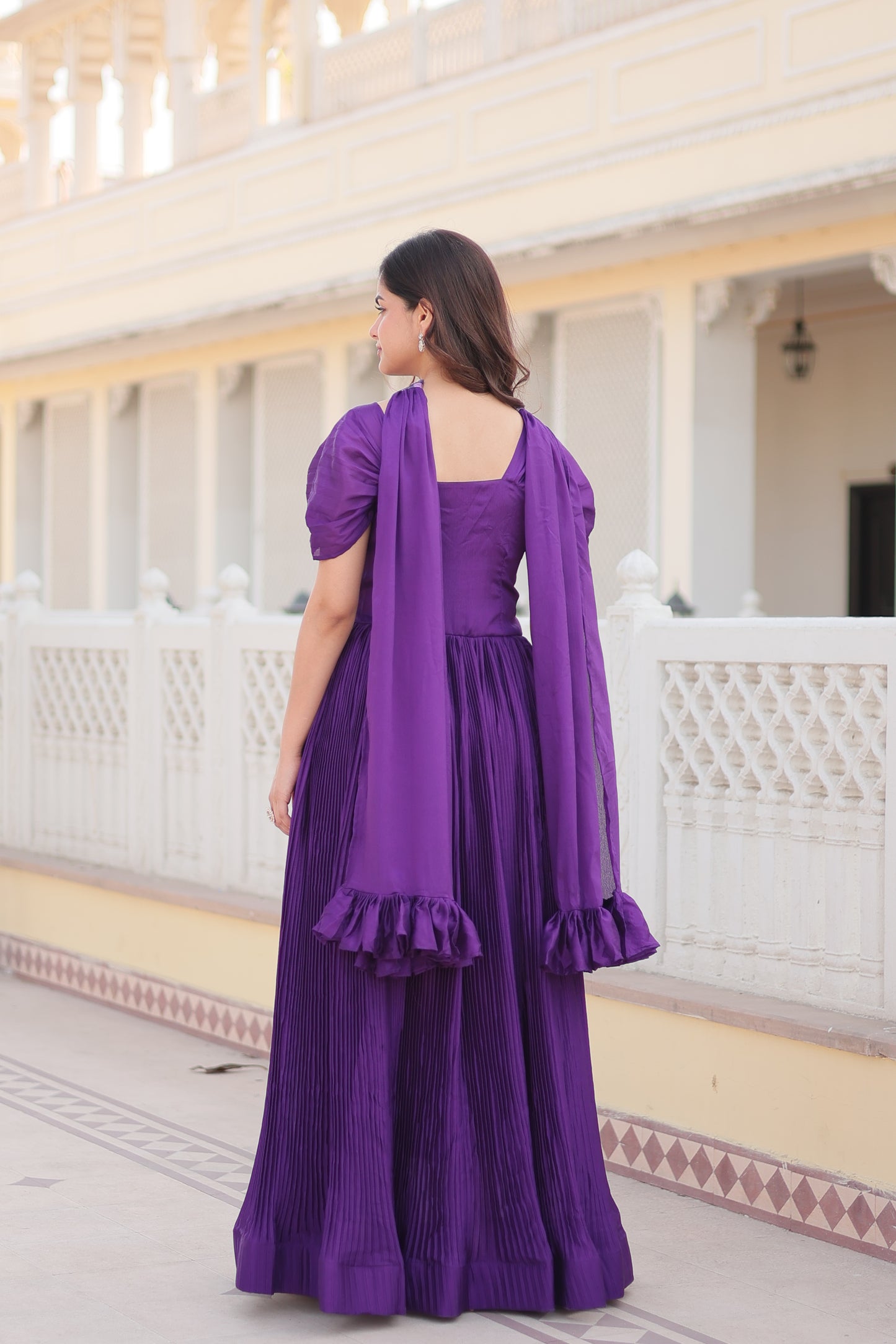 Chinon Ready made Gown With Dupatta