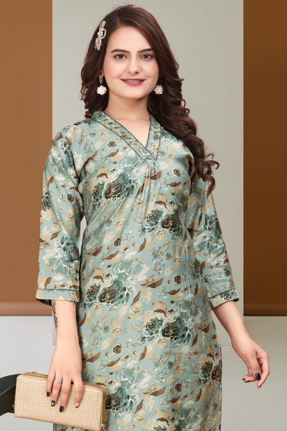 Designer Modal Silk Ready made Kurti Set