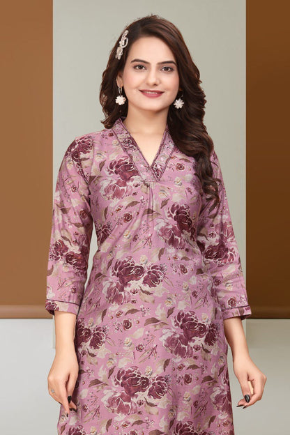 Designer Modal Silk Ready made Kurti Set