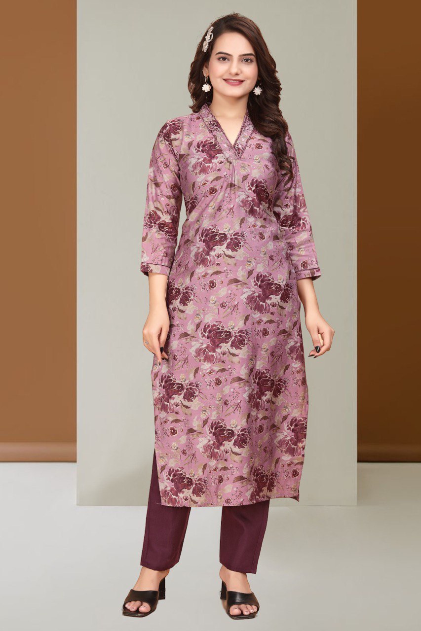 Designer Modal Silk Ready made Kurti Set