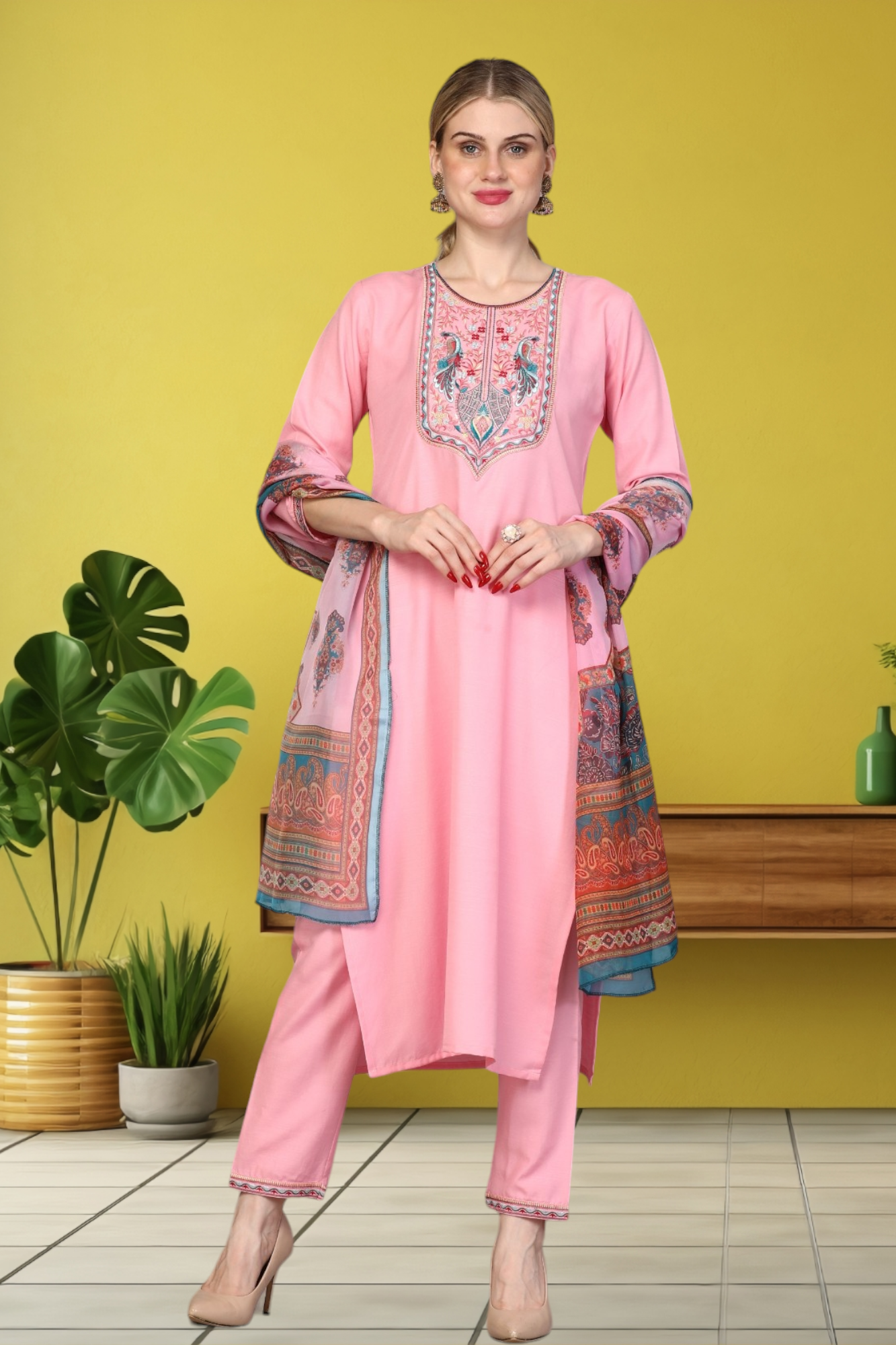 Unique Embroidered Kurti Set