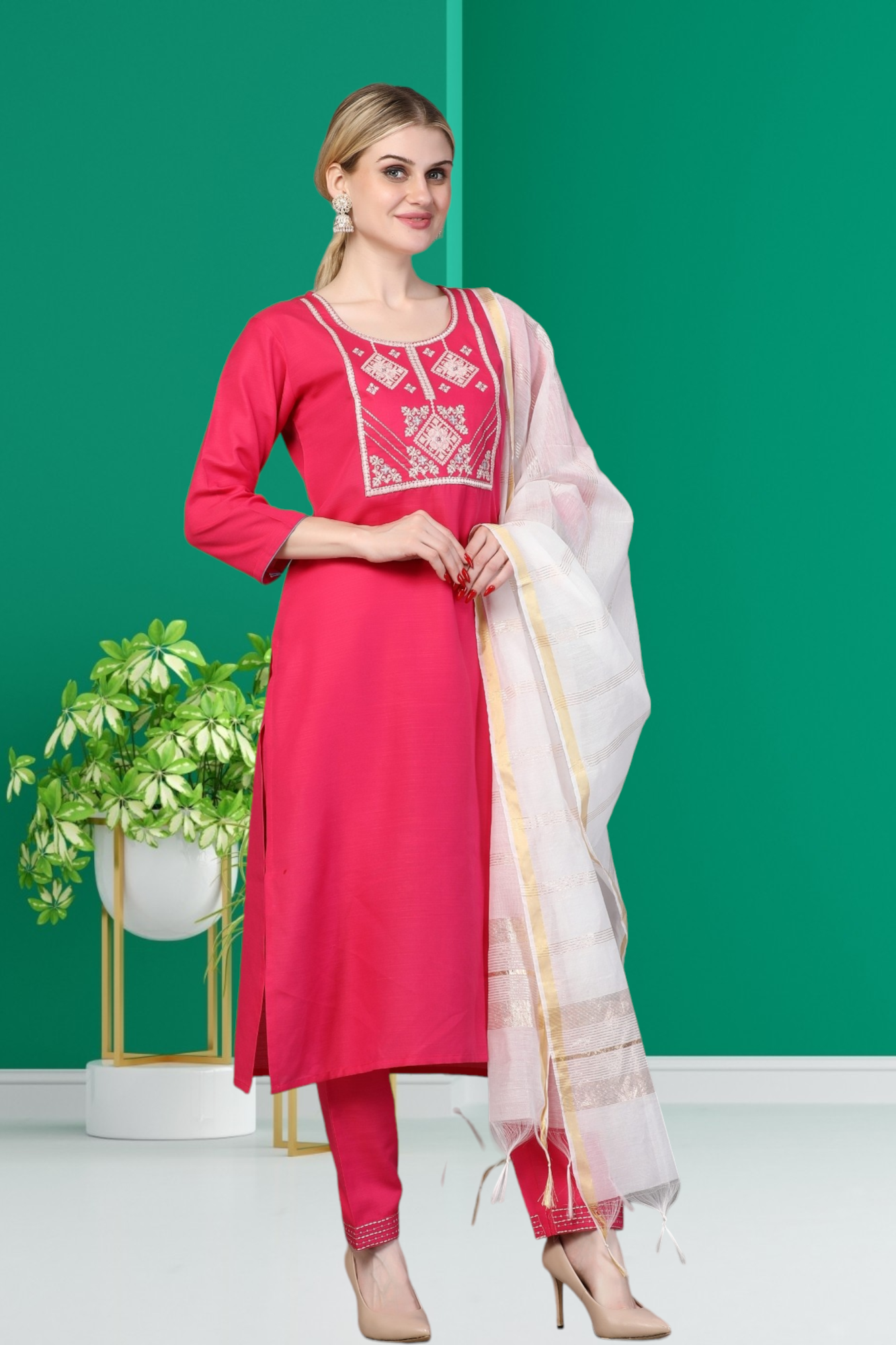 Unique Embroidered Kurti Set