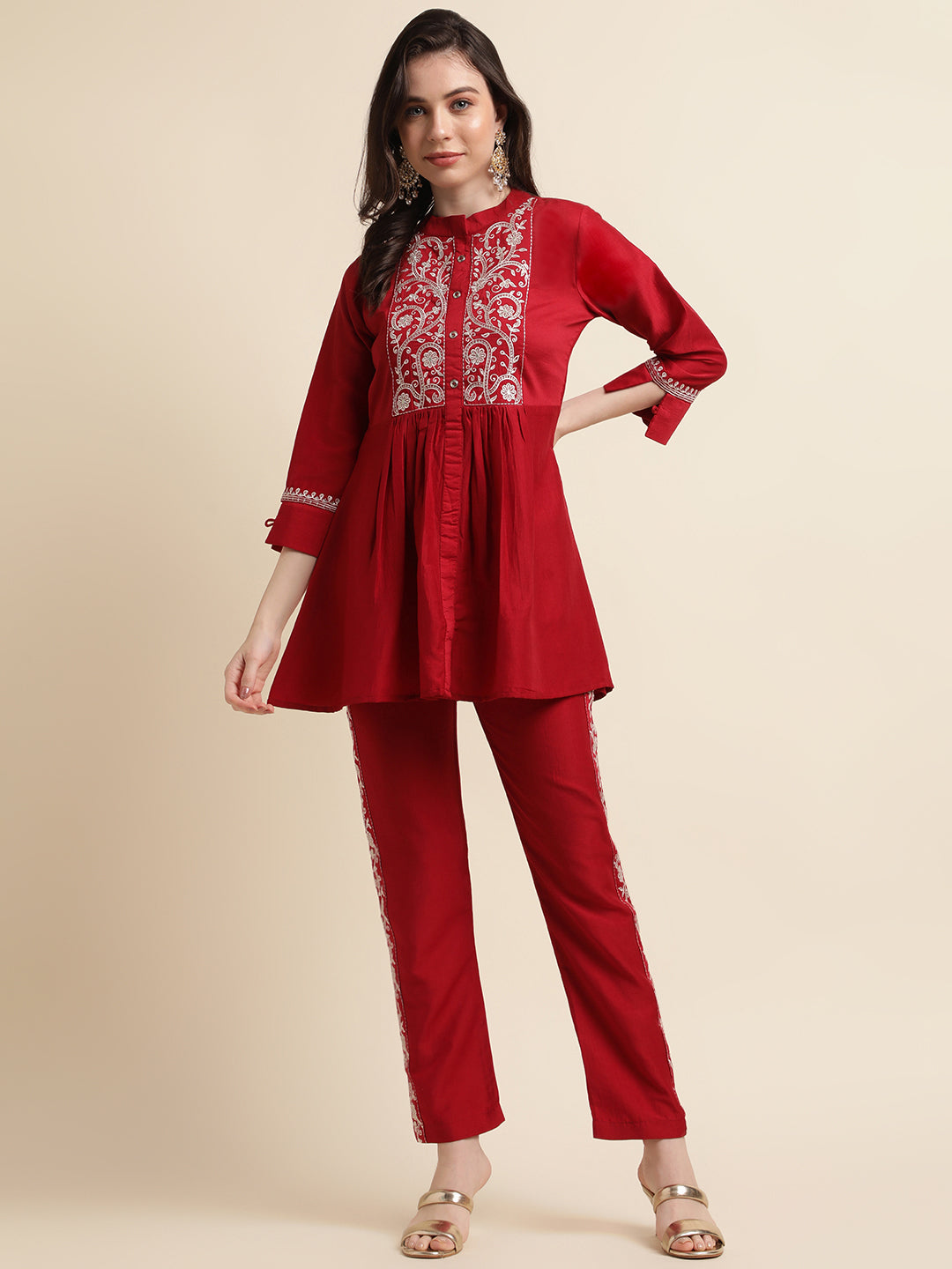 Designer Chinon Embroidered Co-Ord Set