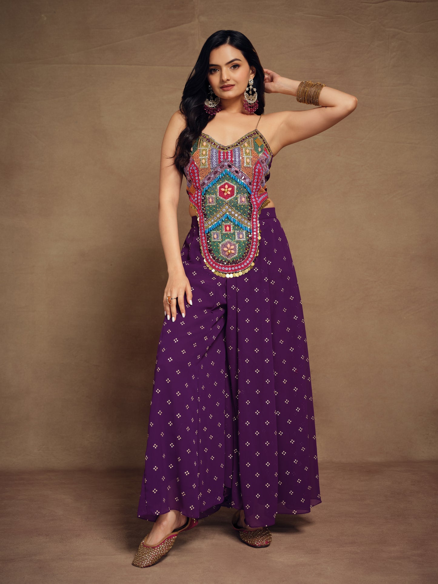 Art Silk-Georgette Designer Purple Co-ord Set