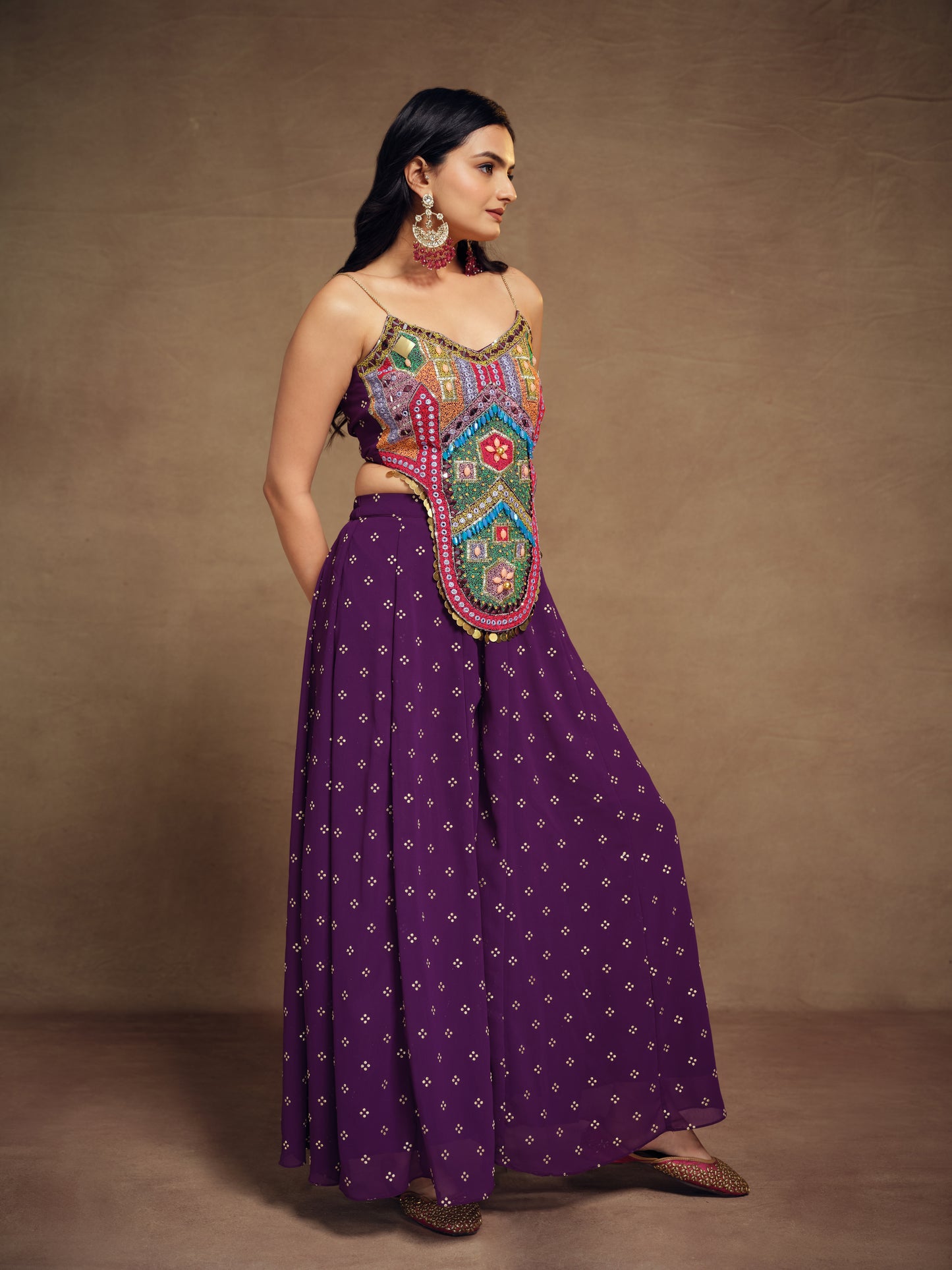 Art Silk-Georgette Designer Purple Co-ord Set