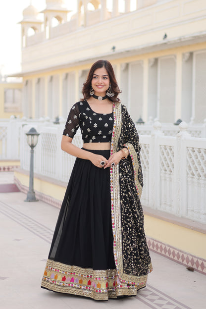 Faux Georgette Designer Lehenga With Embroidery Work