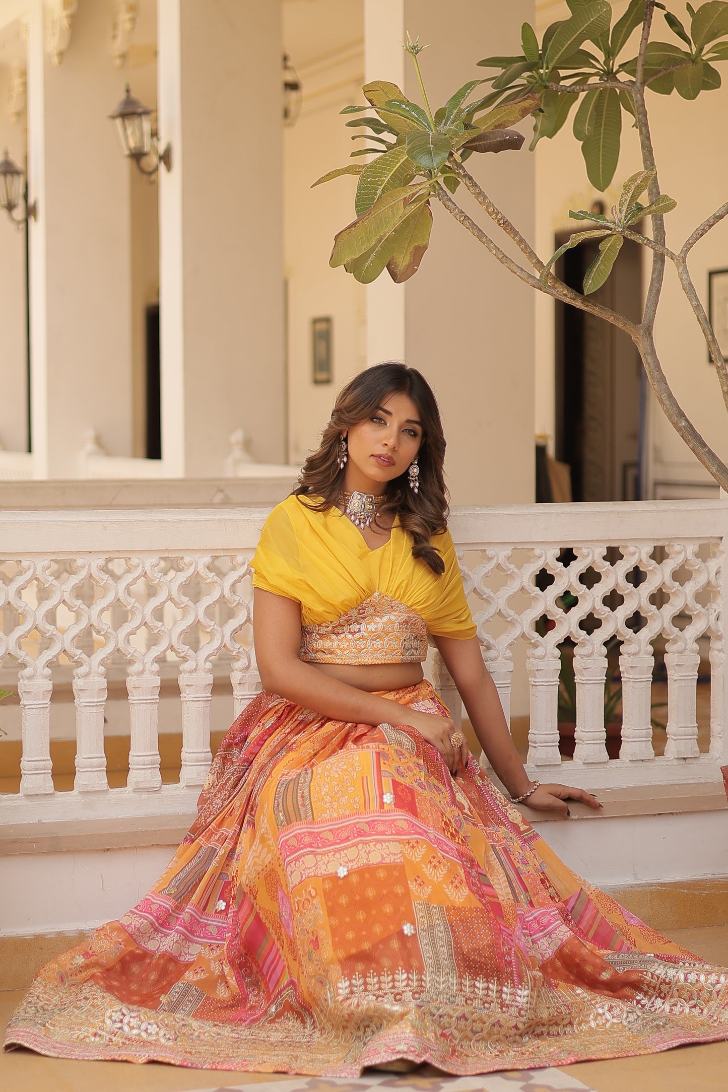 Digital Print Foil Embroidery Silk Lehenga Choli