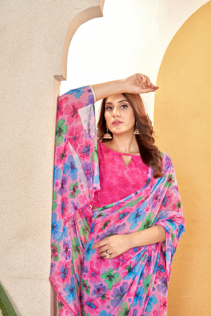 Printed Georgette Saree