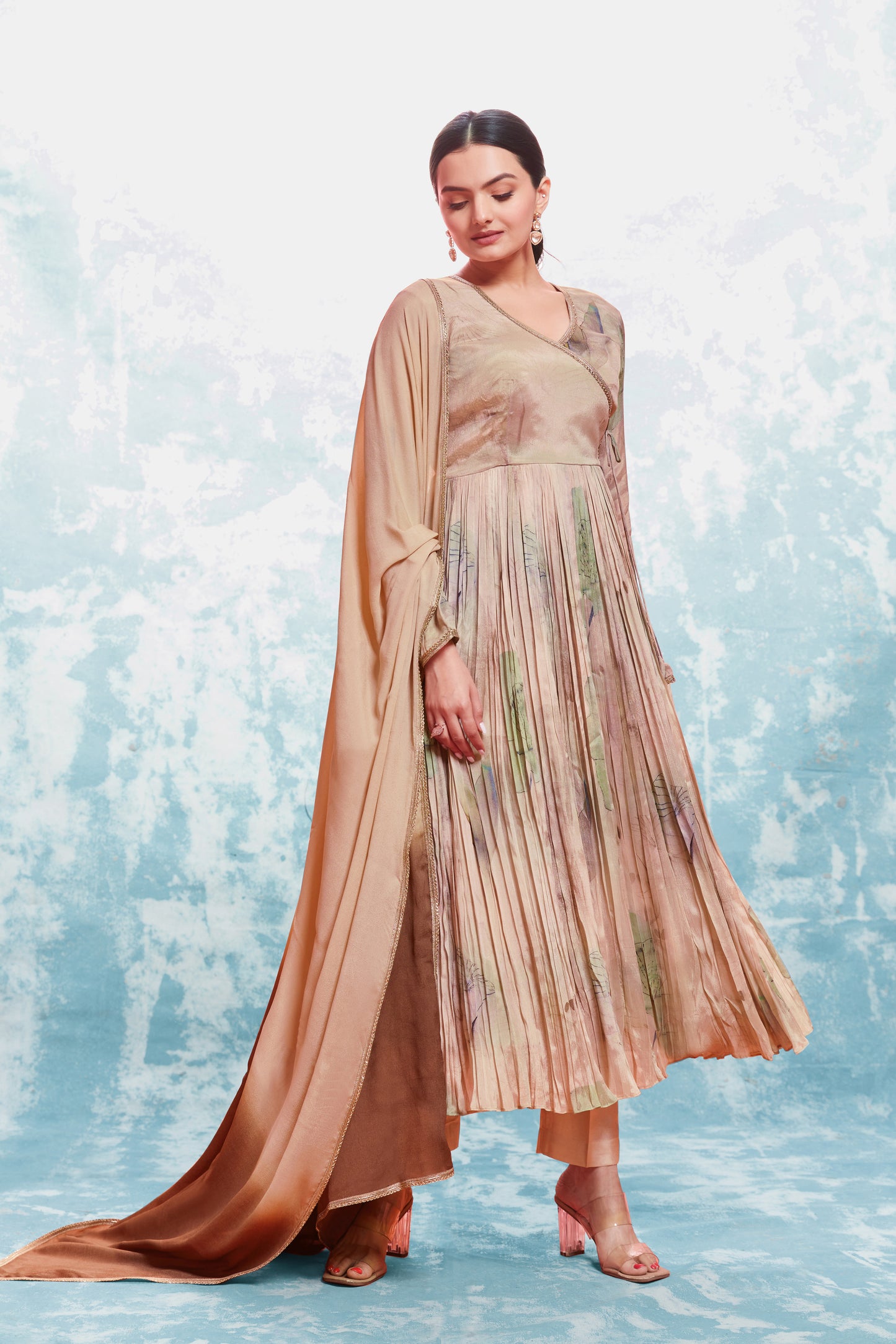 Ready Made Chinon Silk Printed Maxi Salwar Suit